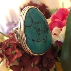 Silpada Sterling Silver and Turquoise Tumbled Turquoise Ring R2017 Size 4 3/4
